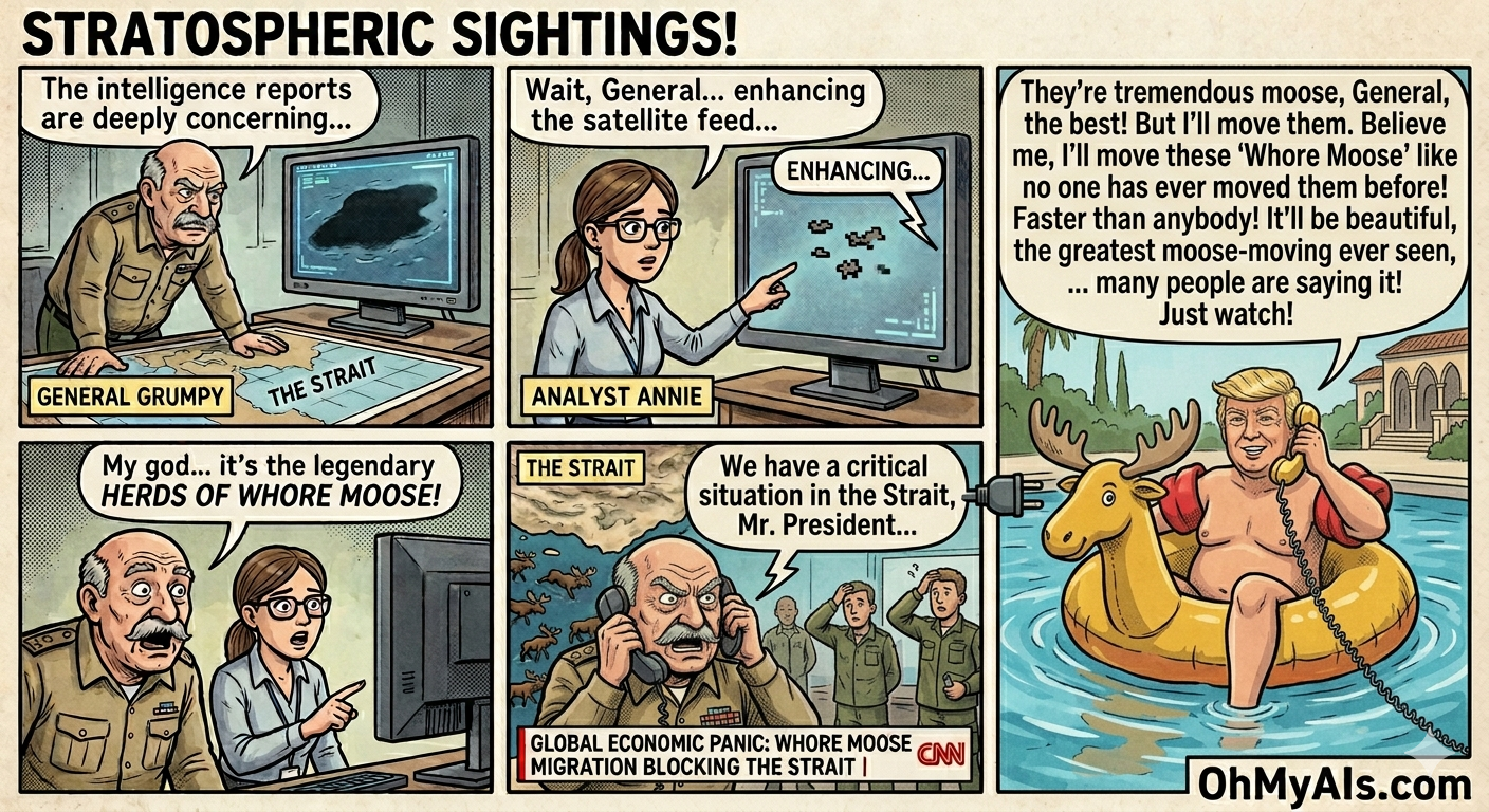 Satellite Images Confirm: Strait of Hormuz Blocked by ‘Whore Moose’ Migration